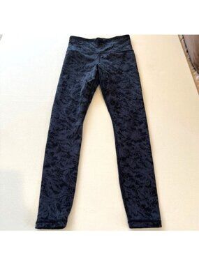 Athleta Women Small Elation Textured Tight Frosted Blue/Black Leggings Whimsigot